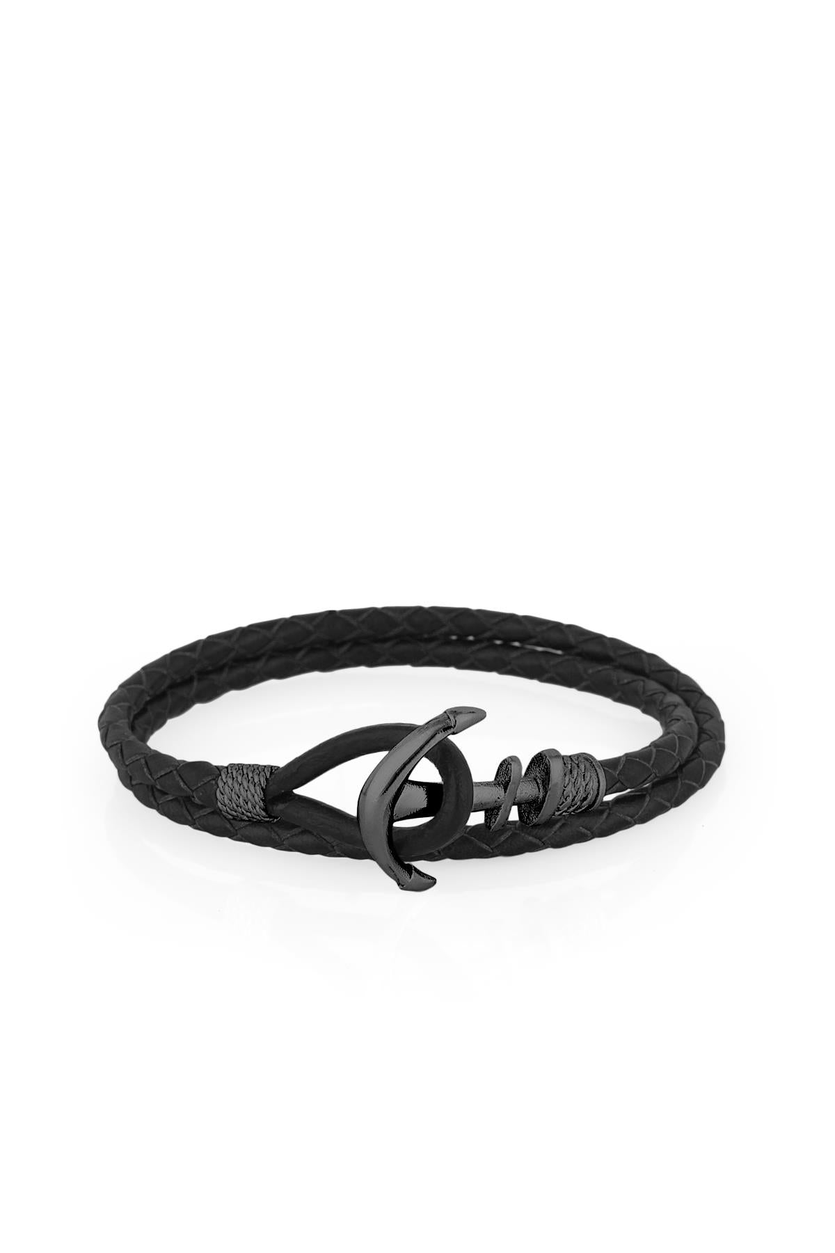 FRNCH Çapa Figürlü Gerçek Deri Handmade Erkek Bileklik FRJ11161-1261-BB