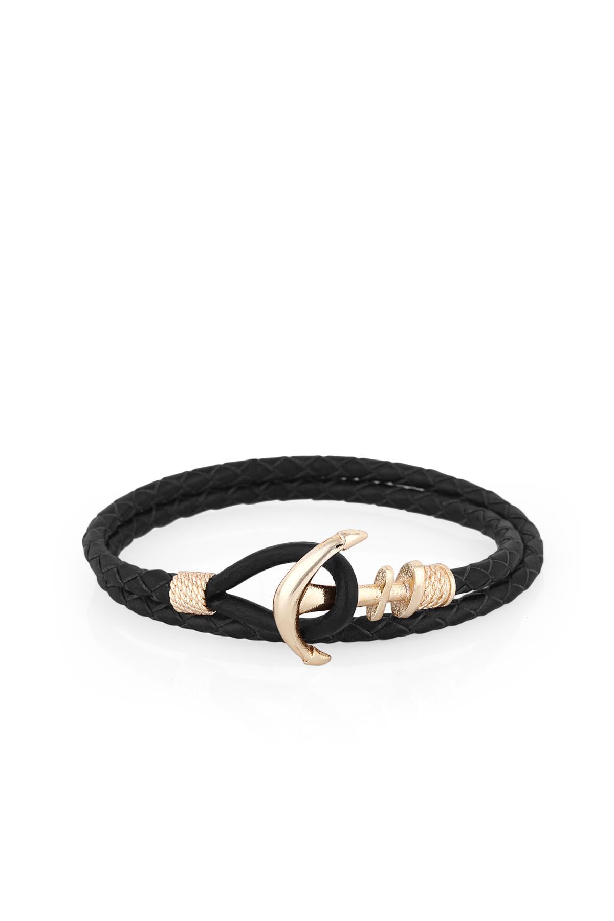 FRNCH Çapa Figürlü Gerçek Deri Handmade Erkek Bileklik FRJ11161-1261-BG