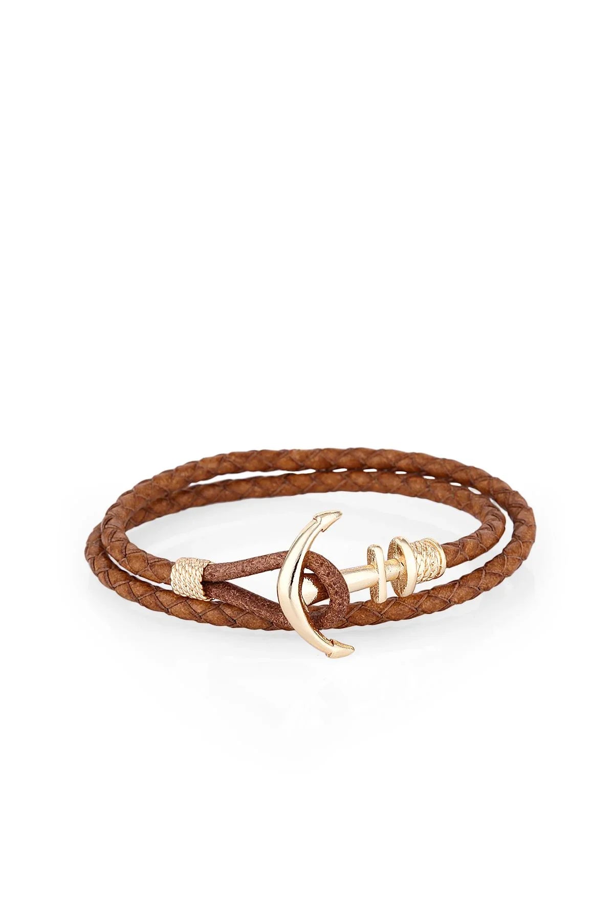 FRNCH Çapa Figürlü Gerçek Deri Handmade Erkek Bileklik FRJ11161-1261-KG