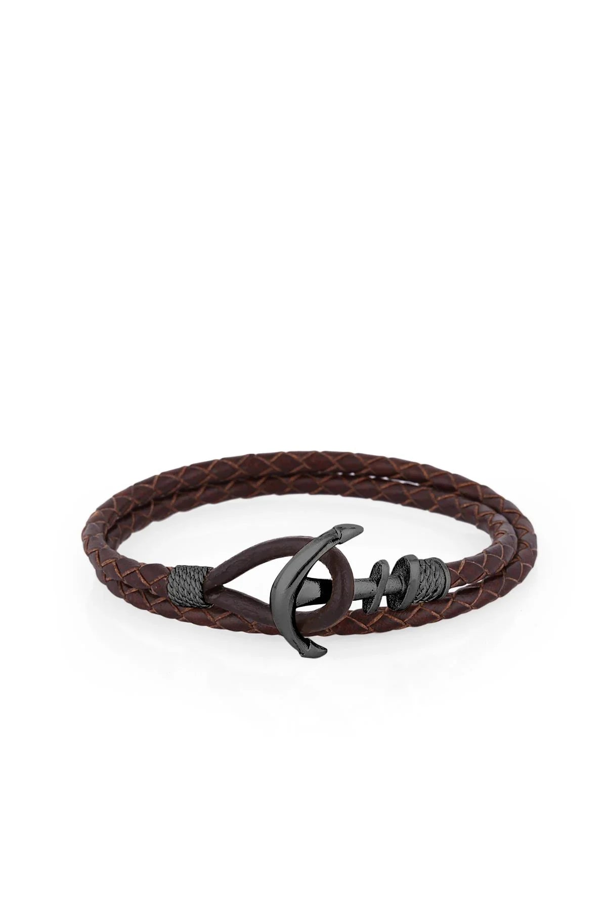FRNCH Çapa Figürlü Gerçek Deri Handmade Erkek Bileklik FRJ11161-1261-RB