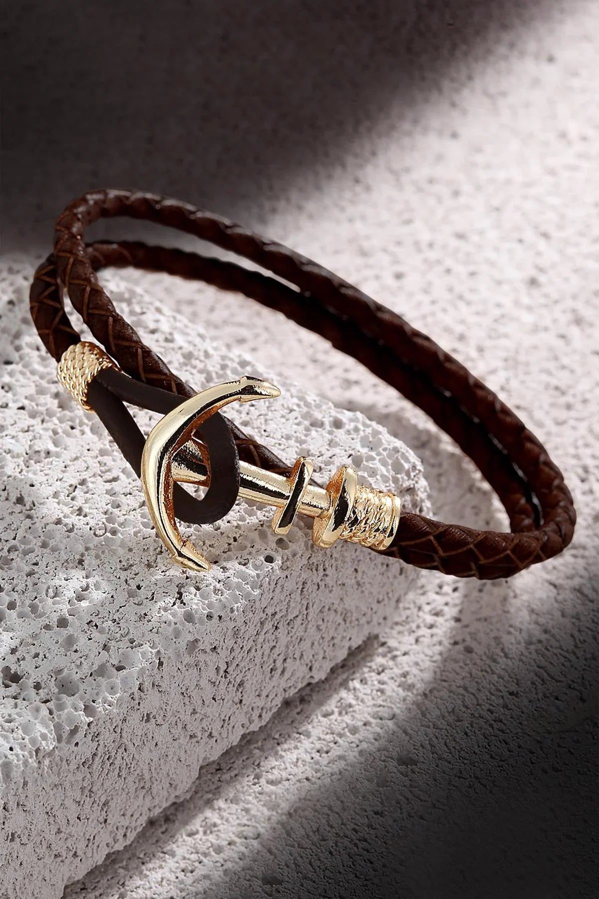 FRNCH Çapa Figürlü Gerçek Deri Handmade Erkek Bileklik FRJ11161-1261-RG