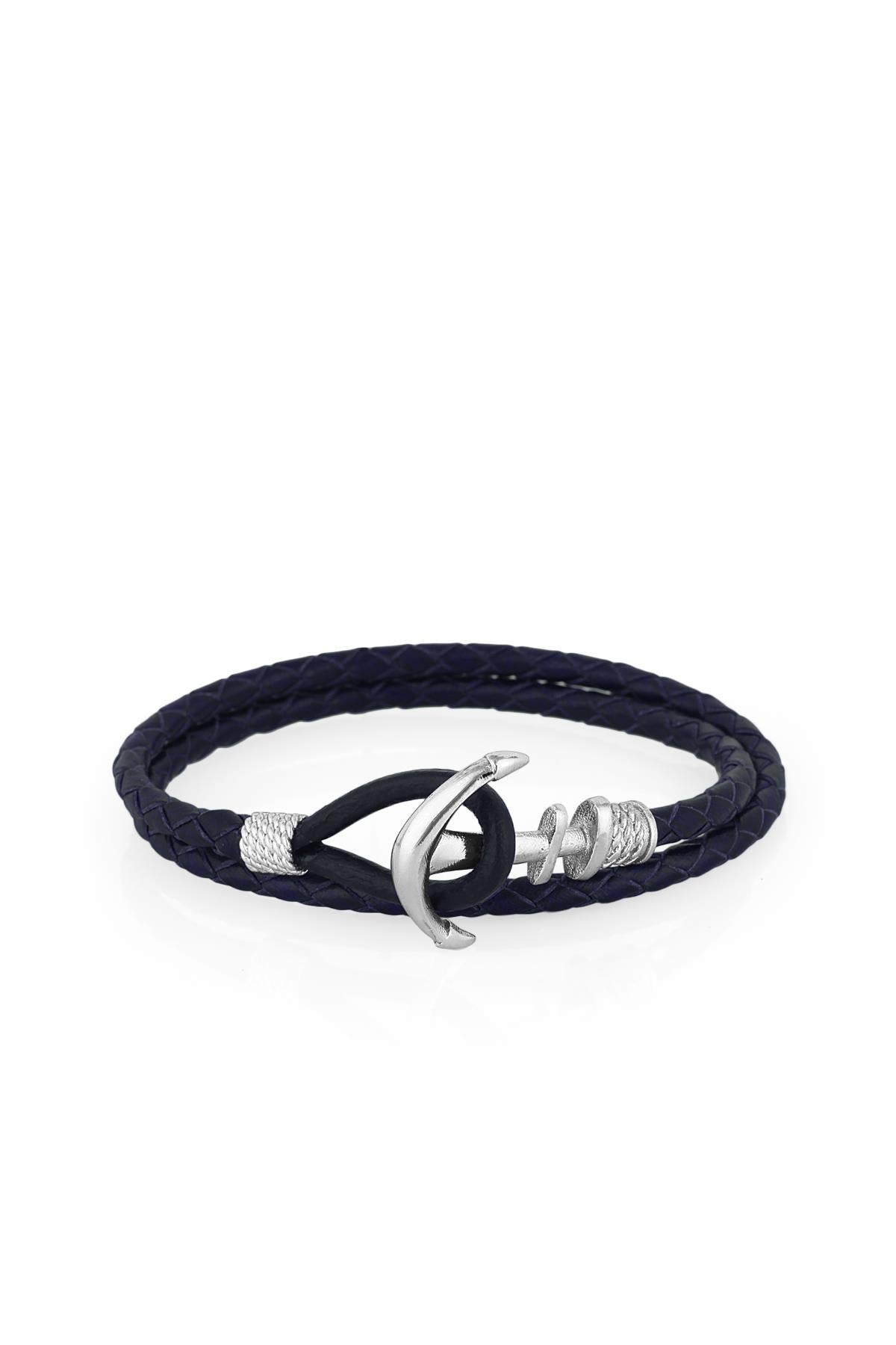 FRNCH Çapa Figürlü Gerçek Deri Handmade Erkek Bileklik FRJ11161-1261-TA