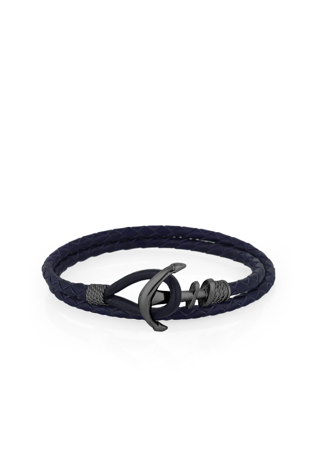 FRNCH Çapa Figürlü Gerçek Deri Handmade Erkek Bileklik FRJ11161-1261-TB