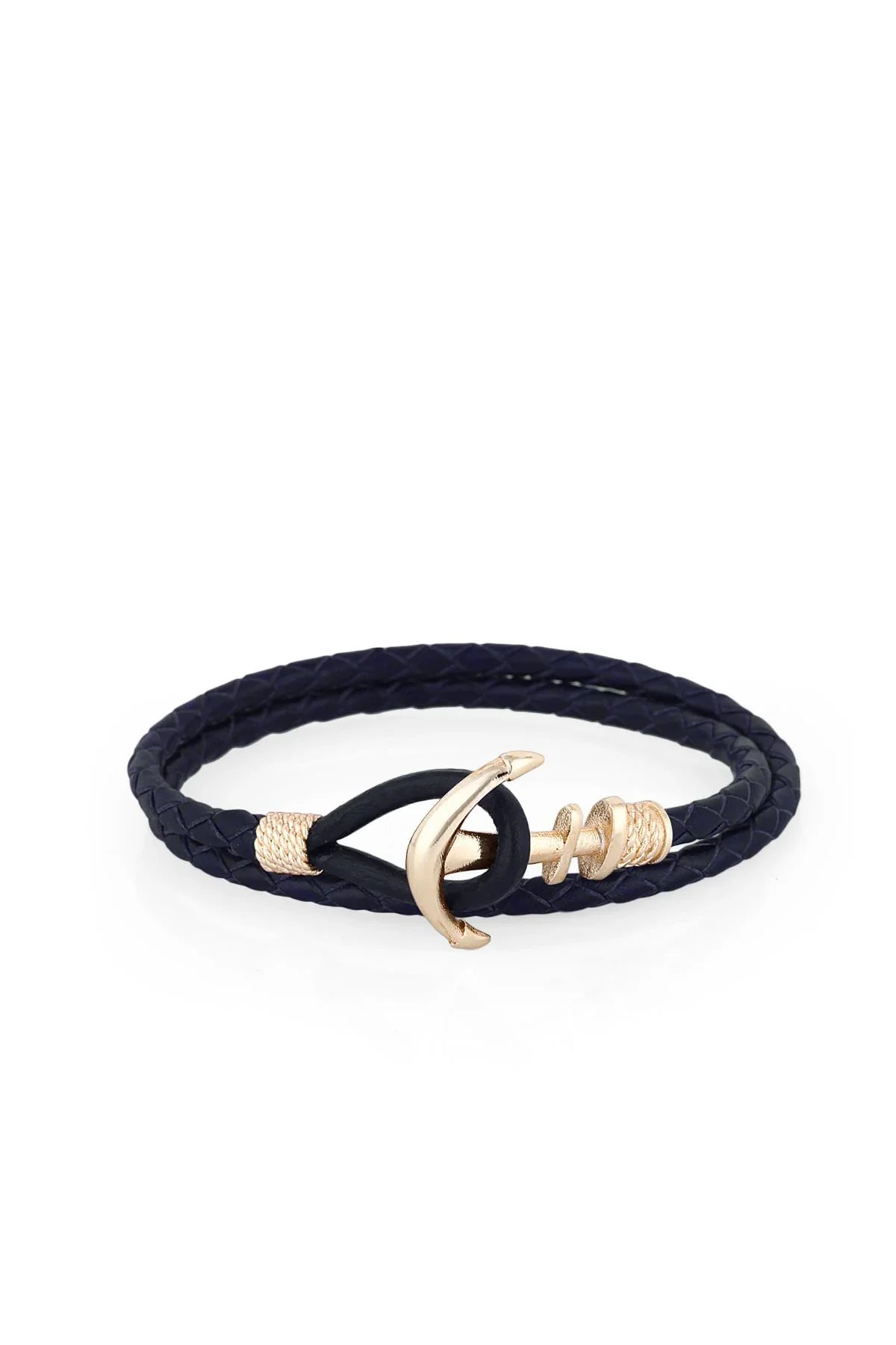 FRNCH Çapa Figürlü Gerçek Deri Handmade Erkek Bileklik FRJ11161-1261-TG