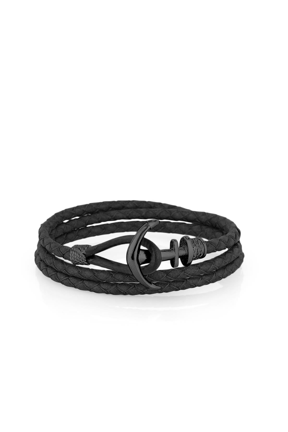 FRNCH Çapa Figürlü Gerçek Deri Handmade Erkek Bileklik FRJ11162-1262-BB
