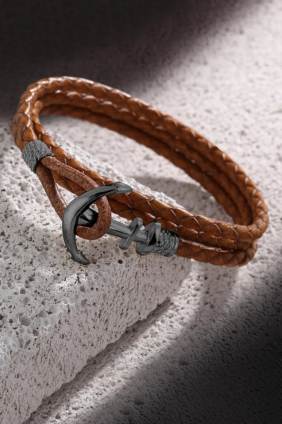 FRNCH Çapa Figürlü Gerçek Deri Handmade Erkek Bileklik FRJ11162-1262-KB