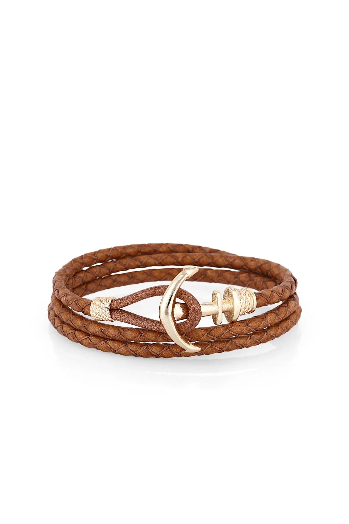 FRNCH Çapa Figürlü Gerçek Deri Handmade Erkek Bileklik FRJ11162-1262-KG