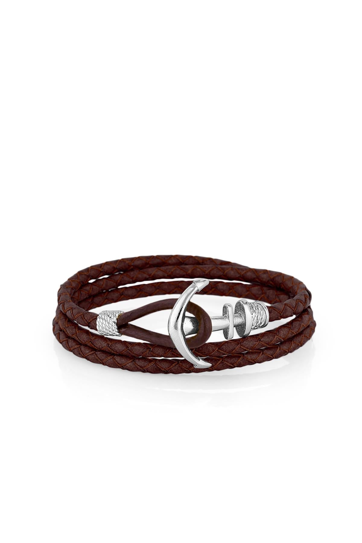 FRNCH Çapa Figürlü Gerçek Deri Handmade Erkek Bileklik FRJ11162-1262-RA