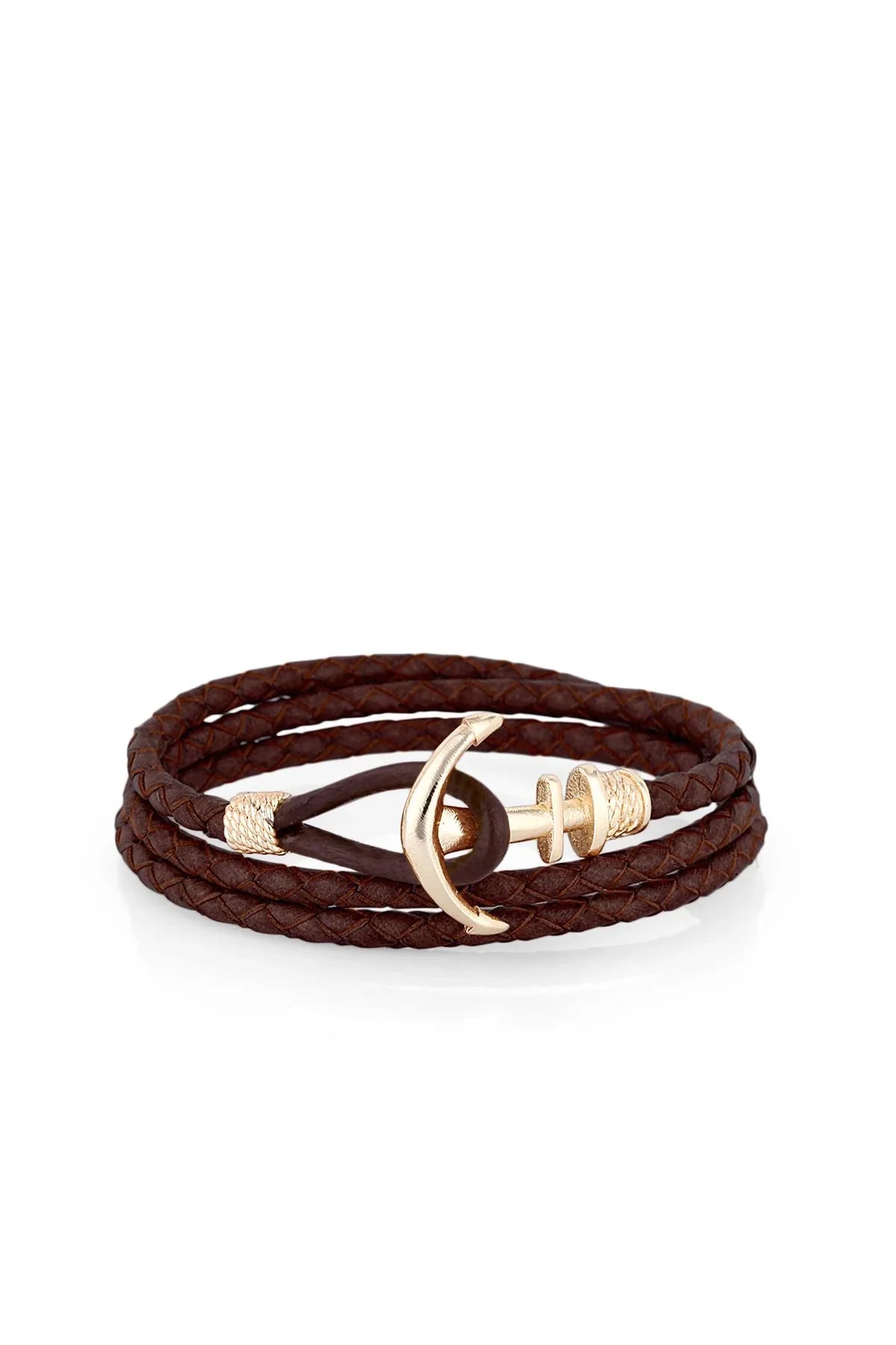 FRNCH Çapa Figürlü Gerçek Deri Handmade Erkek Bileklik FRJ11162-1262-RG