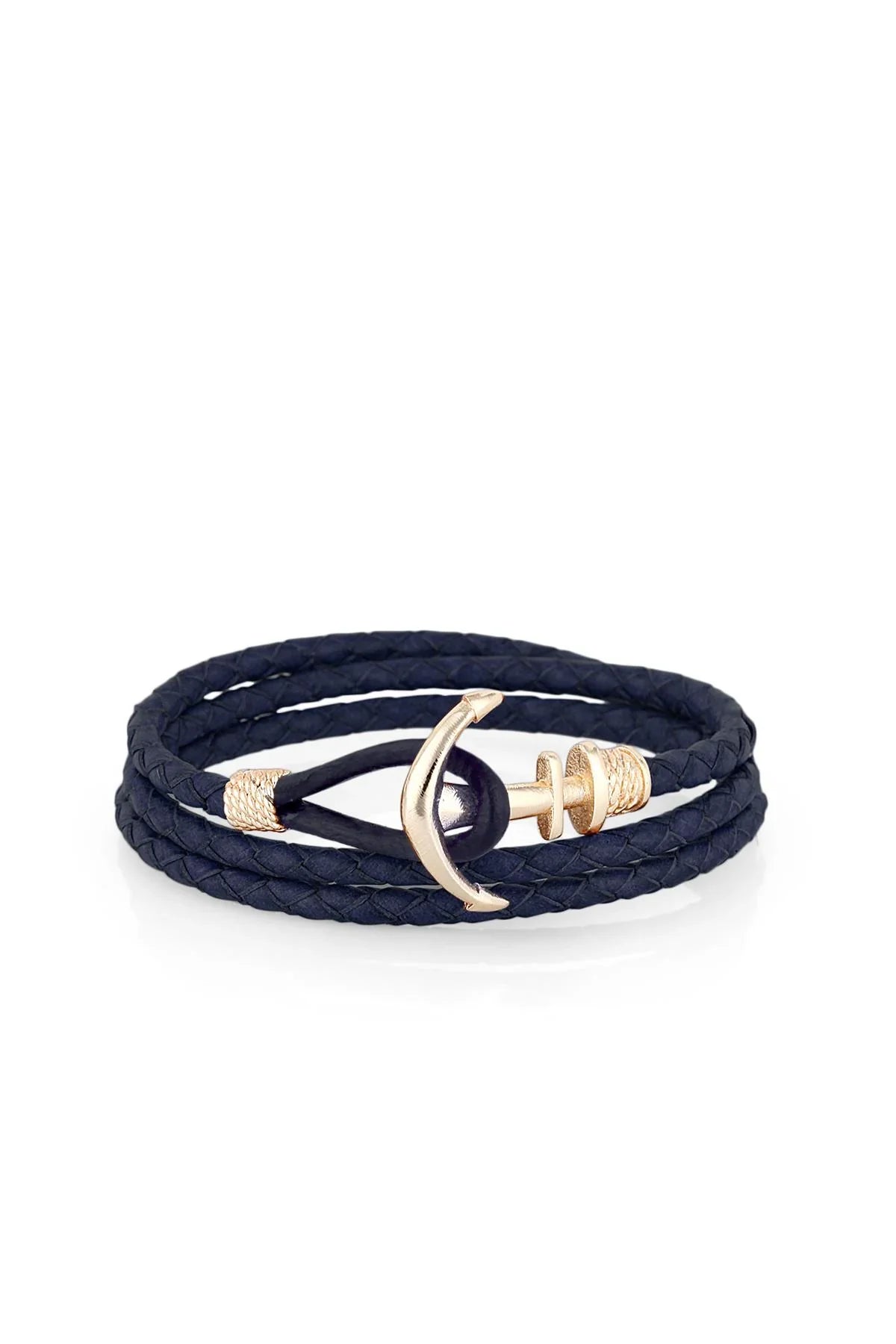 FRNCH Çapa Figürlü Gerçek Deri Handmade Erkek Bileklik FRJ11162-1262-TG