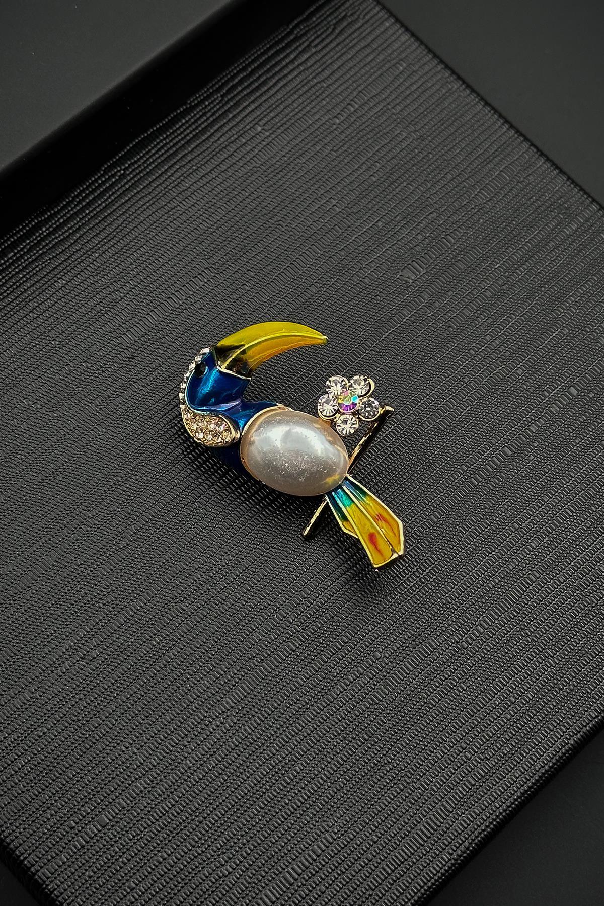 FRNCH Figürlü Çok Renkli Kadın Broş FRB1007-107-CK