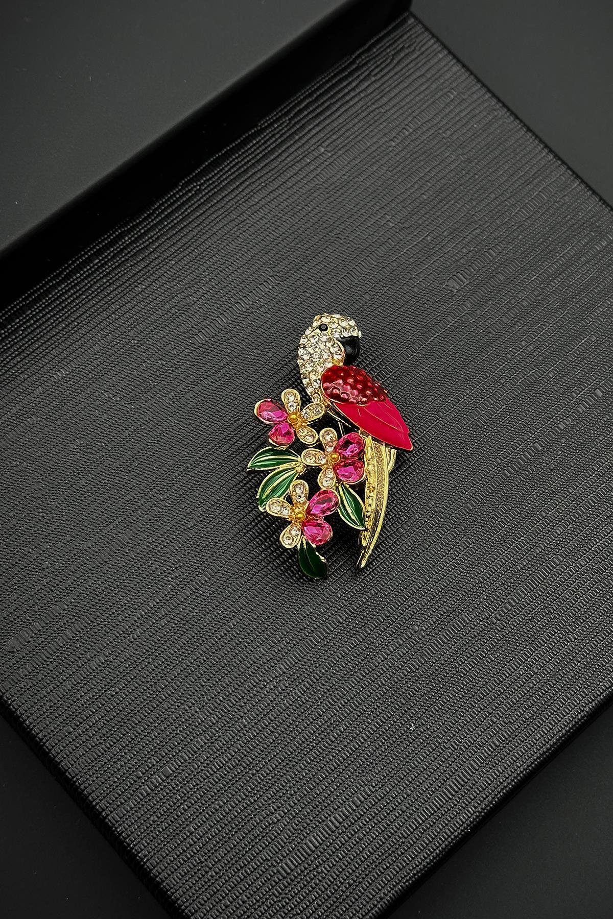 FRNCH Figürlü Çok Renkli Kadın Broş FRB1009-109-CK