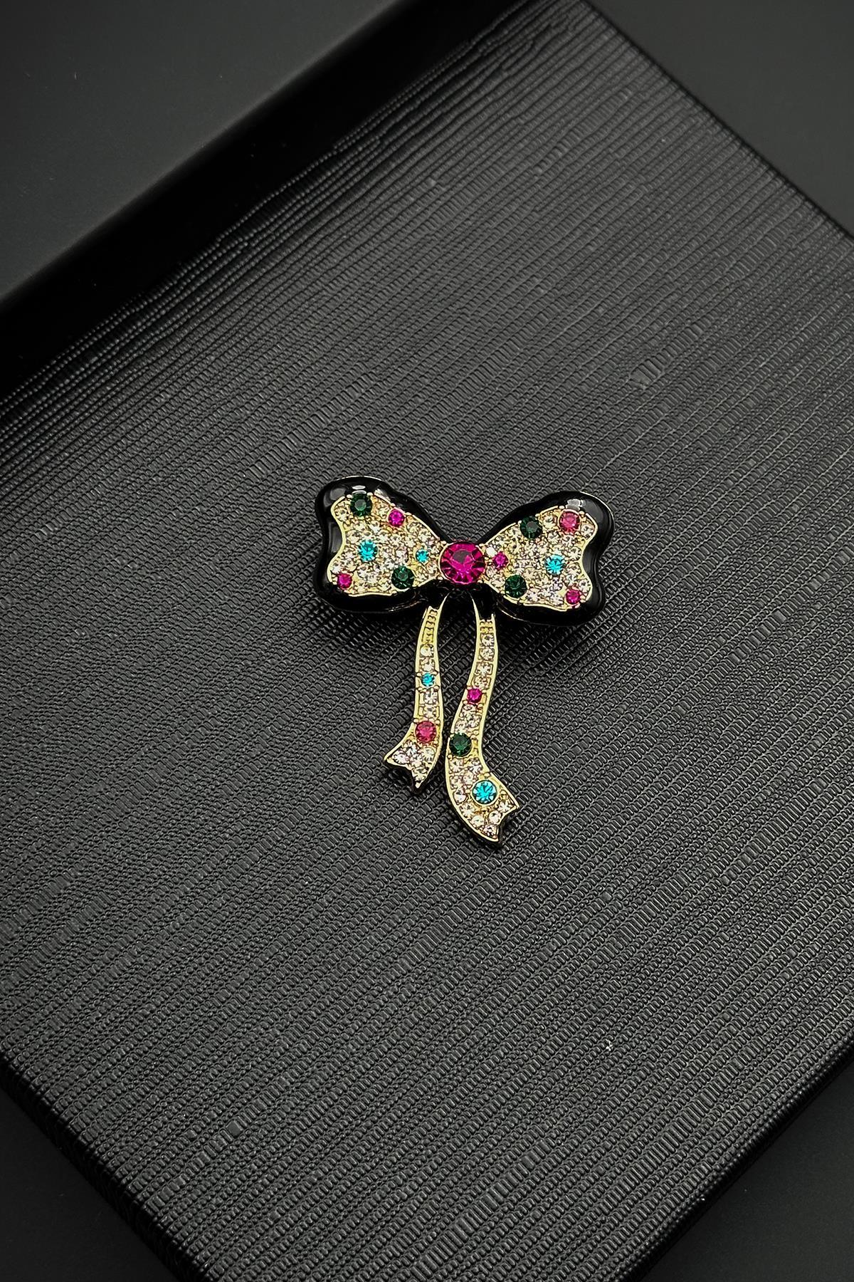 FRNCH Figürlü Çok Renkli Kadın Broş FRB1011-111-CK