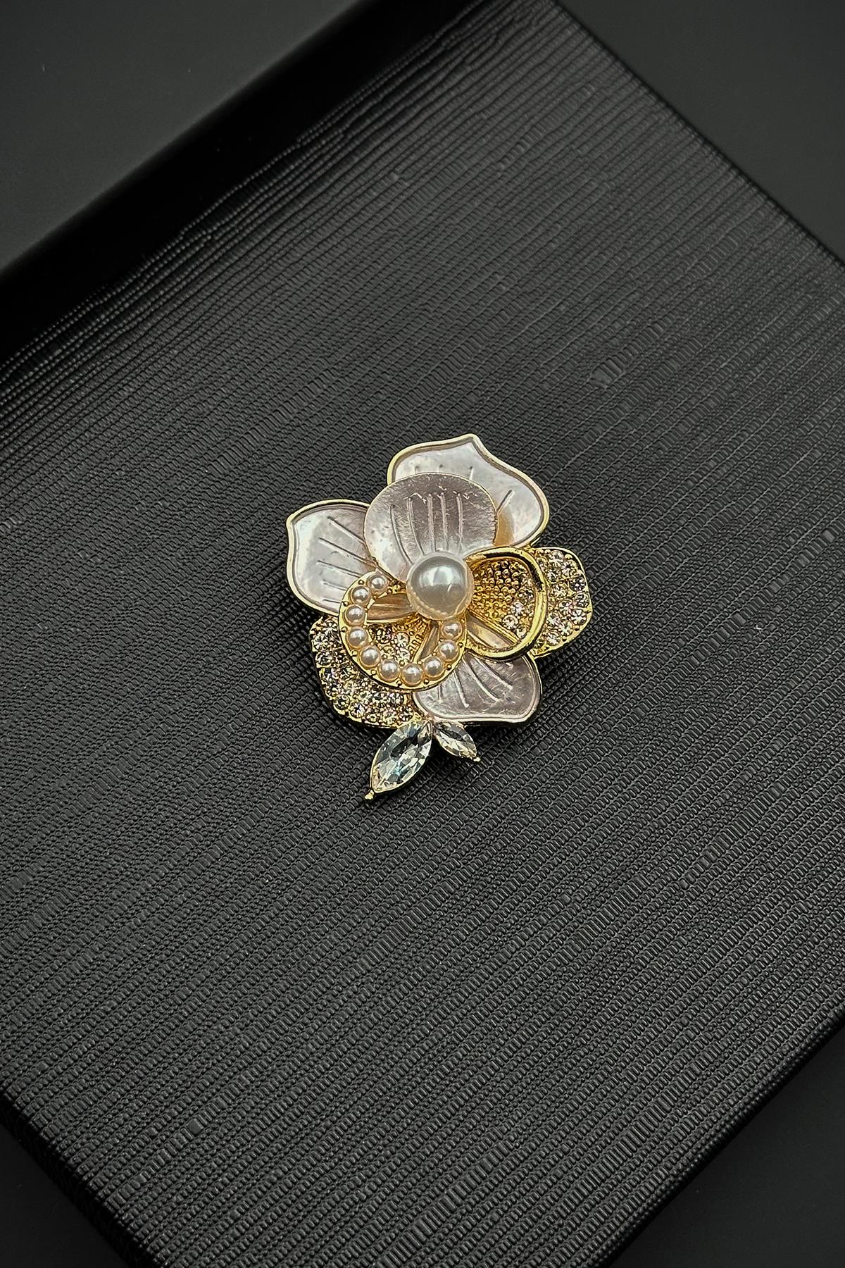 FRNCH Figürlü Çok Renkli Kadın Broş FRB1013-113-CK