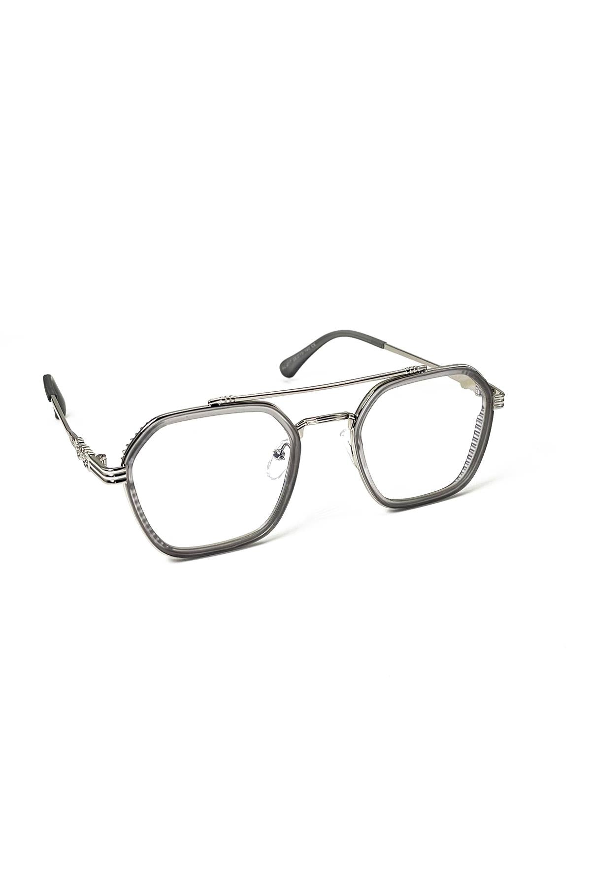 FRNCH Füme Çerçeve Şeffaf Cam Dikdörtgen Erkek Güneş Gözlüğü FRG1020-120-F
