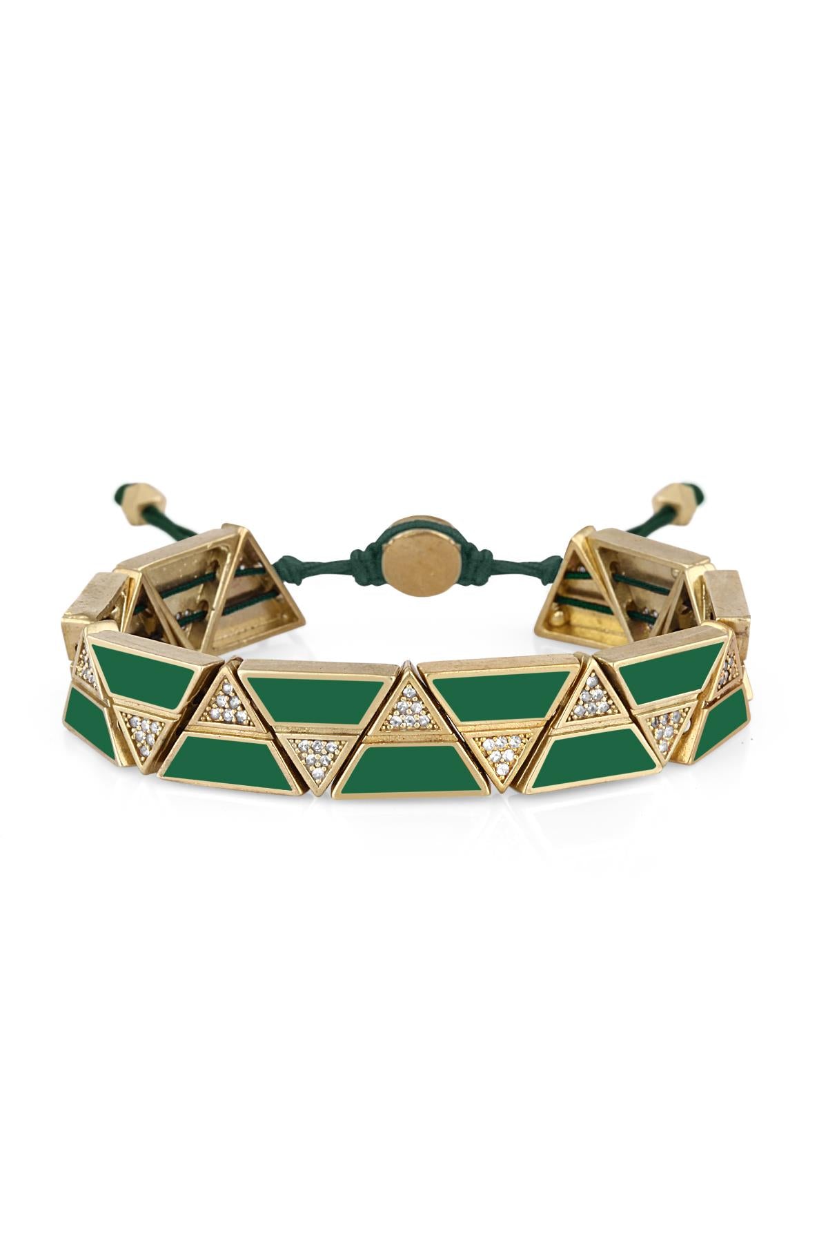 FRNCH Gold Green Zigzag Bileklik