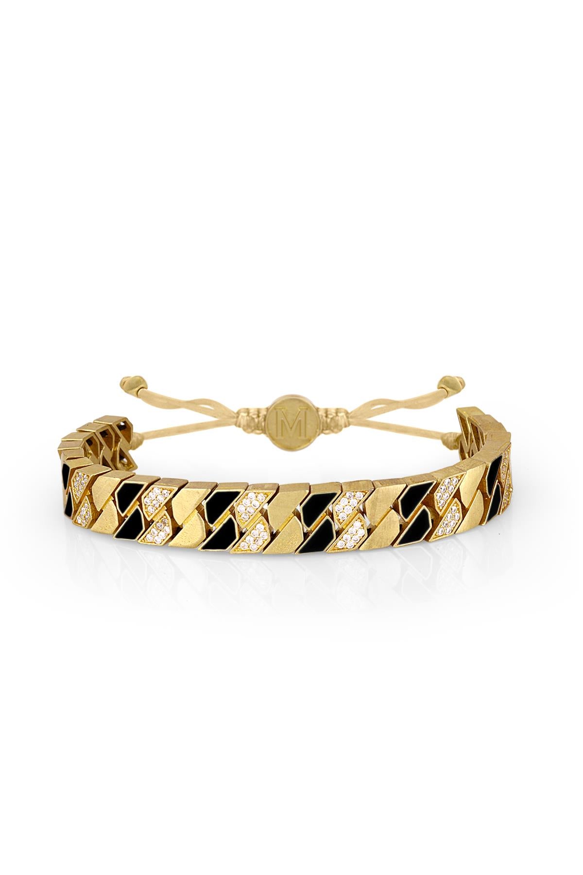 FRNCH Gold Stone Black Chain Bileklik