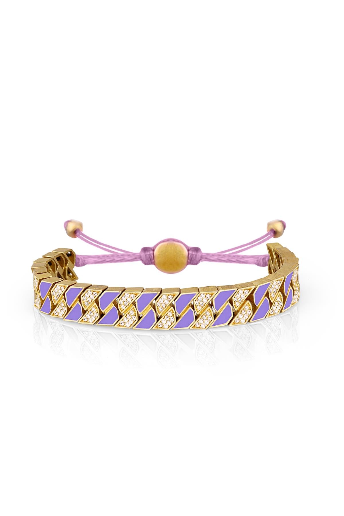 FRNCH Gold Stone Purple Chain Bileklik