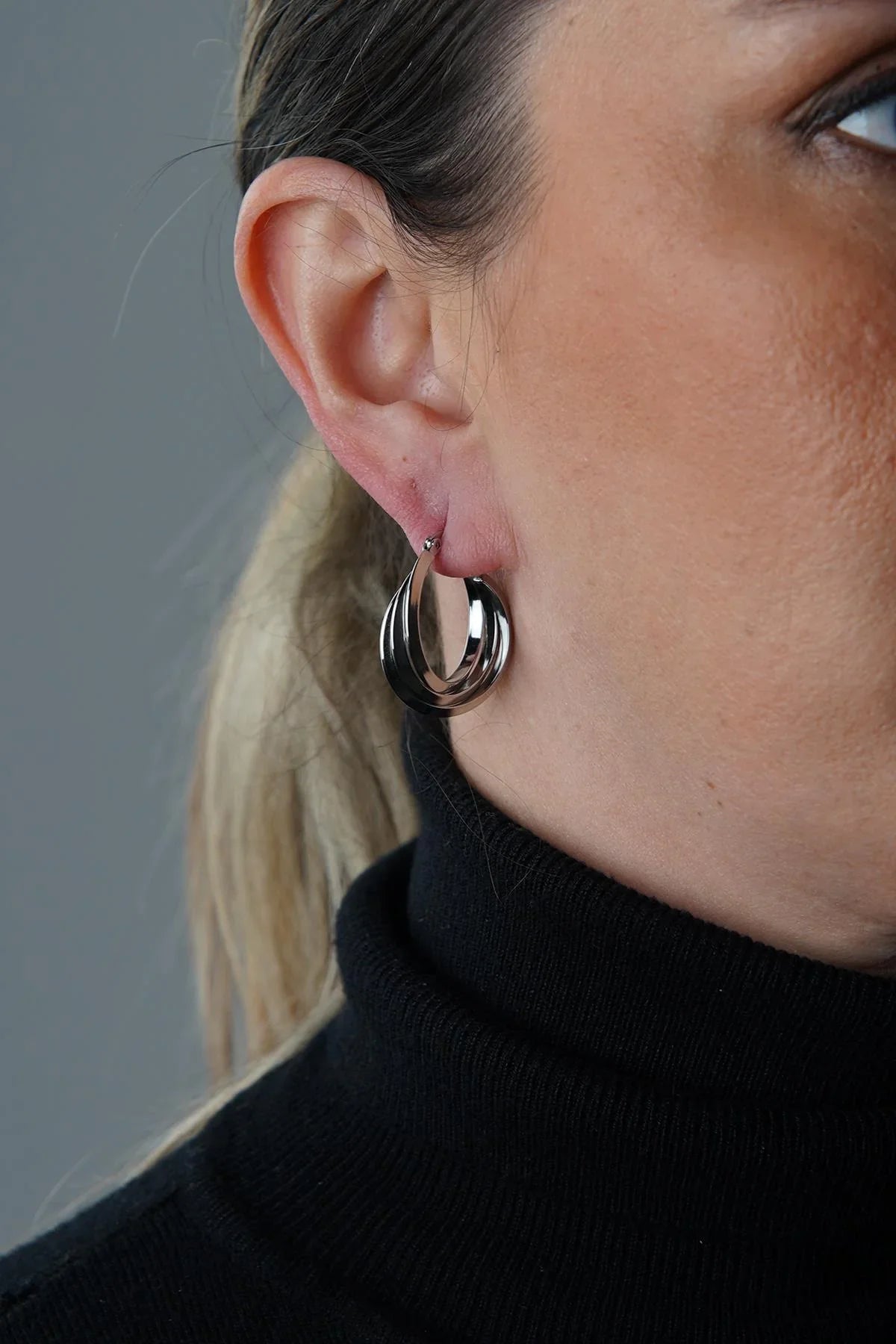 FRNCH Gümüş Renk Tasarım Kadın Küpe FRJ50047-147-A