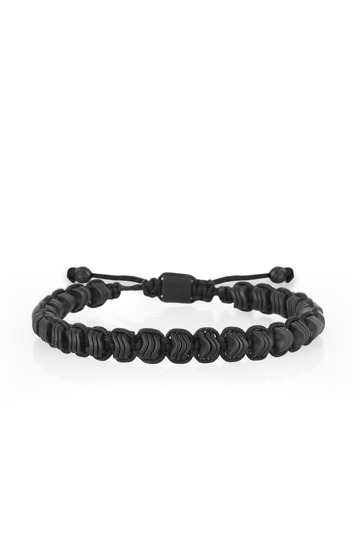 FRNCH Hematit Taşlı Erkek Handmade Siyah Makrome Bileklik FRJ11099-1199-B