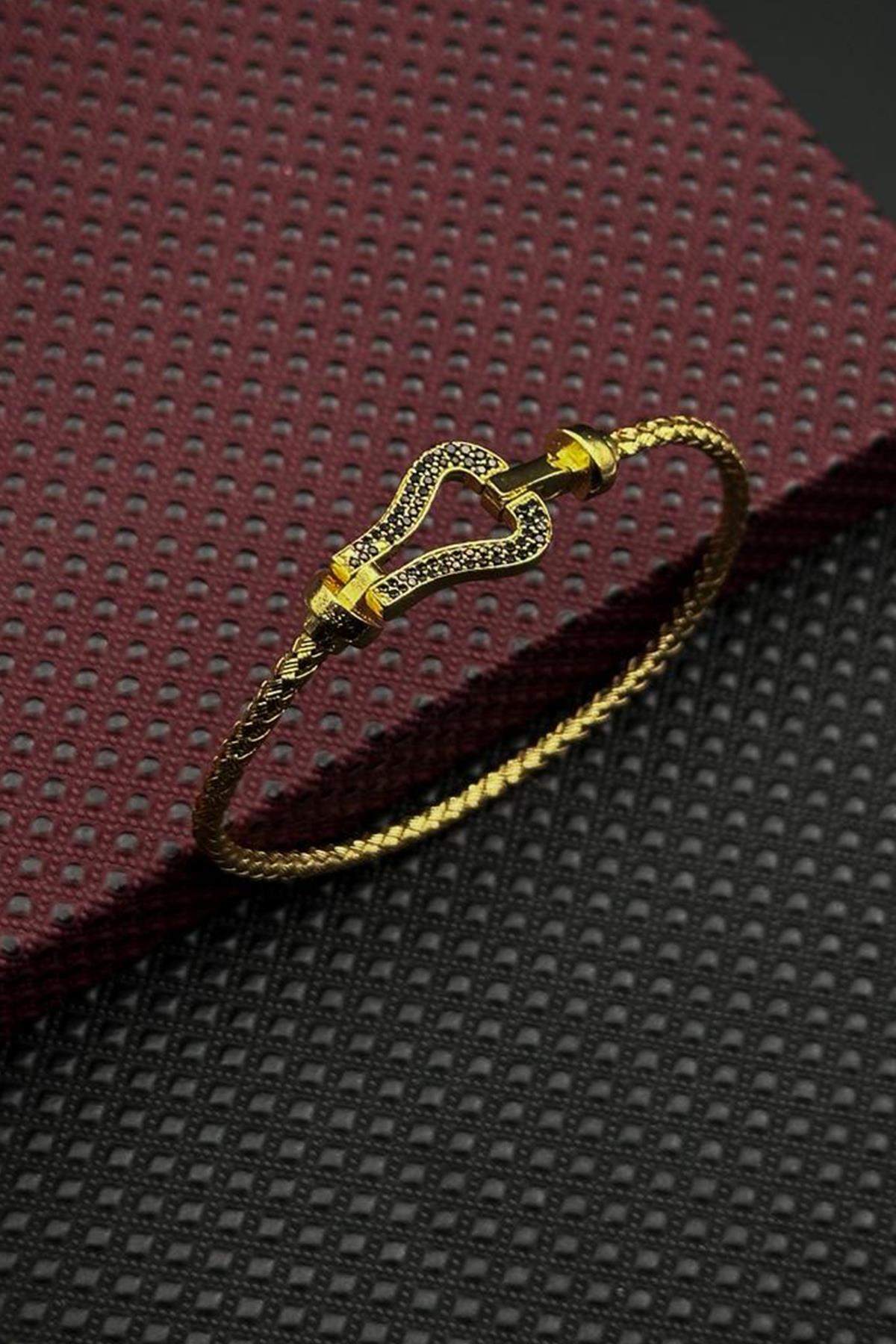 FRNCH 925 Ayar Gümüş İtalyan Model Altın Renk Erkek Bileklik FRJ12691-3691-G