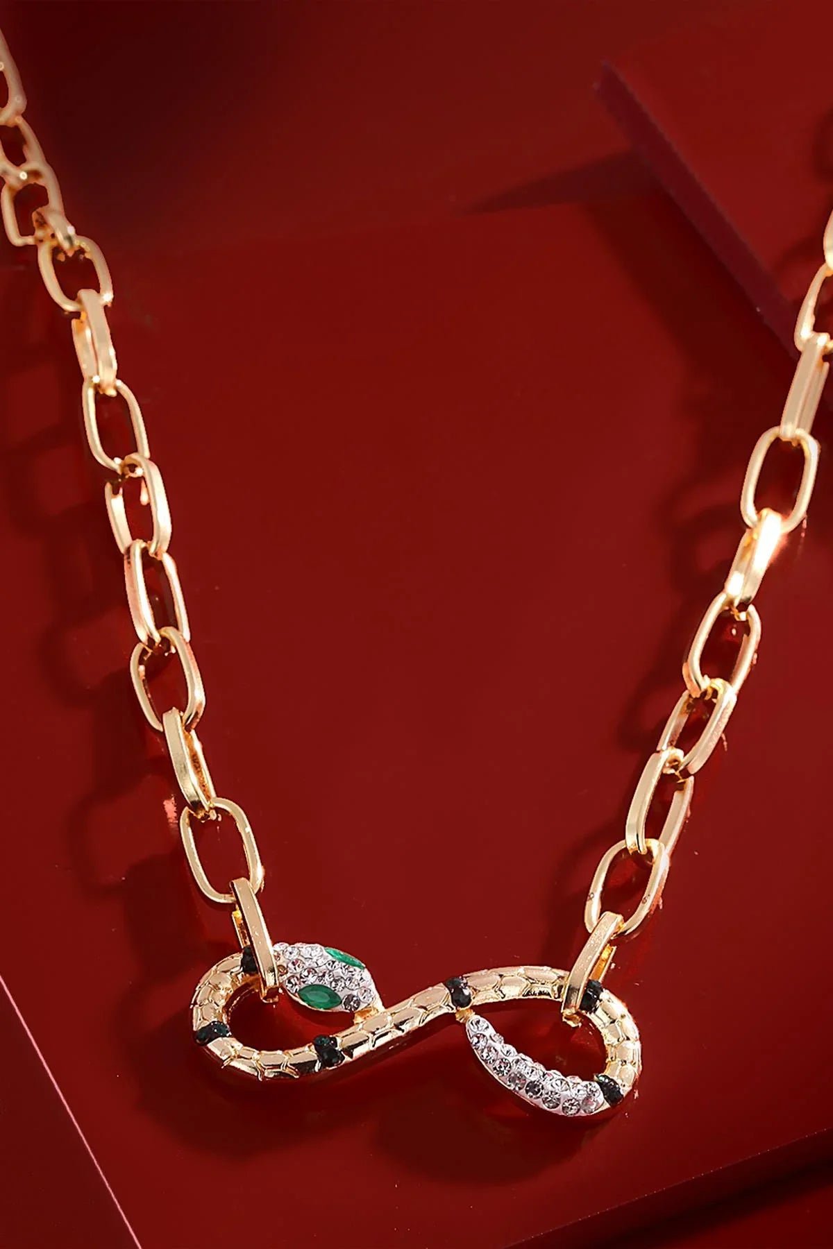 FRNCH Kadın Yılan Figürlü Zirkon Taşlı Gold Kolye FRJ30417-517-G
