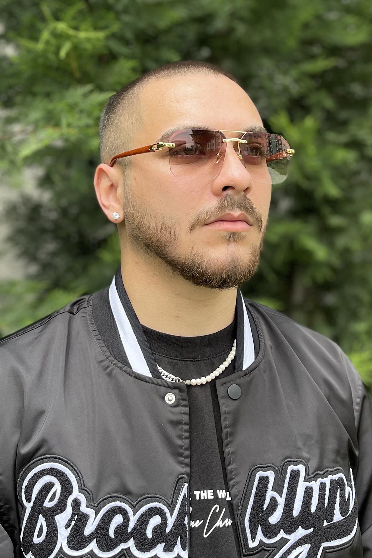 FRNCH Kahverengi Çerçeve Kahverengi Cam Dikdörtgen Erkek Güneş Gözlüğü FRG1051-151-K