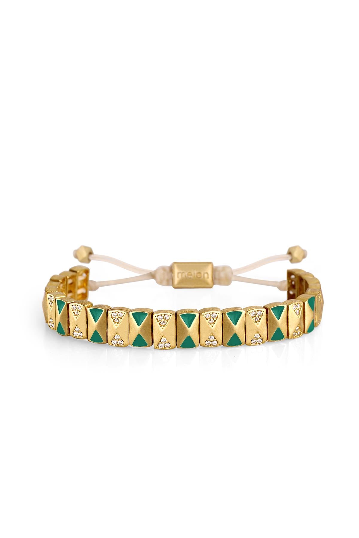 FRNCH Latte Gold Green Stone Bileklik
