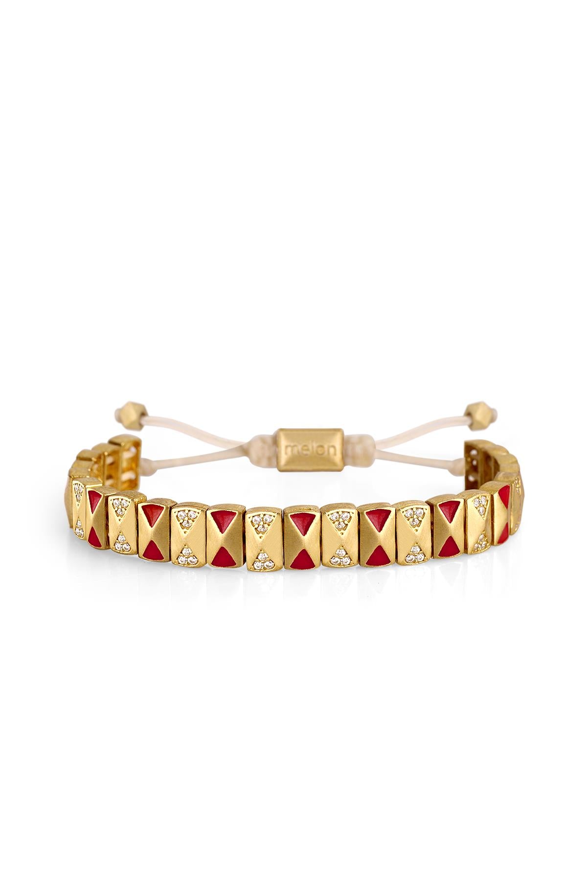 FRNCH Latte Gold Red Stone Bileklik