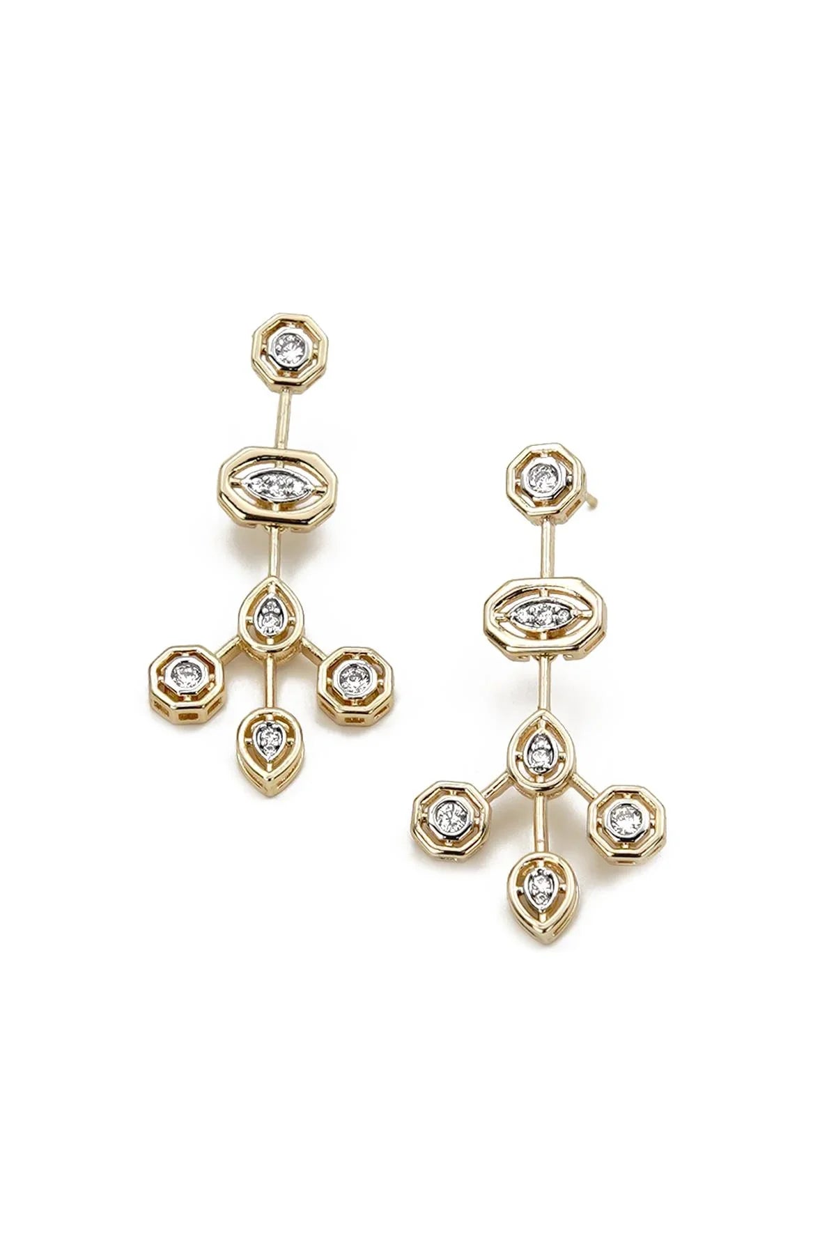 FRNCH Özel Tasarım Zirkon Taşlı Altın Renk Kadın Küpe FRJ50062-162-G