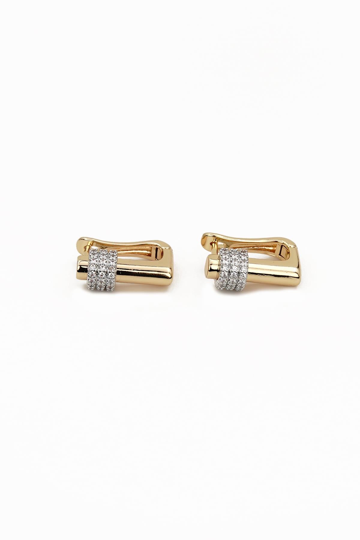 FRNCH Özel Tasarım Zirkon Taşlı Altın Renk Kadın Küpe FRJ50068-168-G