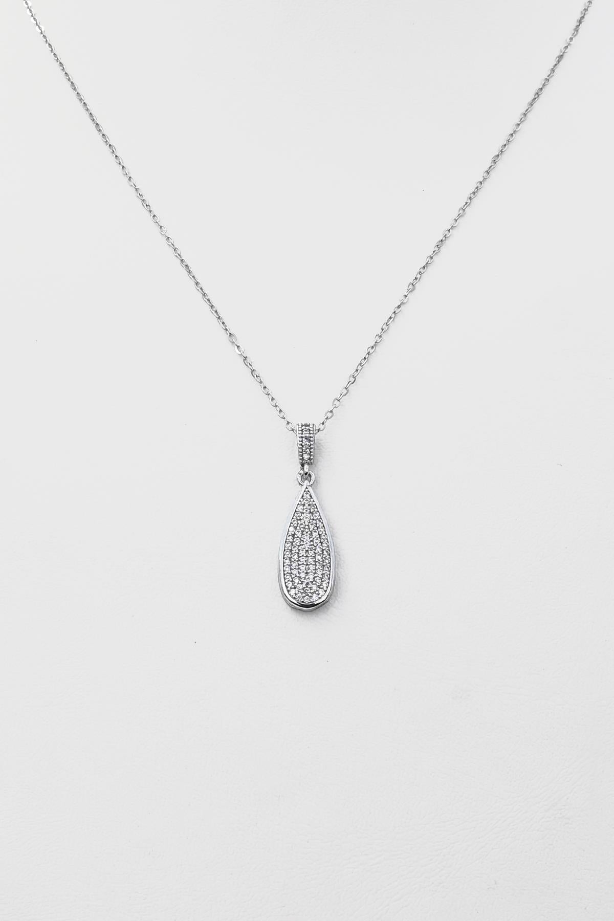 FRNCH Özel Tasarım Zirkon Taşlı Gümüş Renk Kadın Kolye FRJ30850-950-A