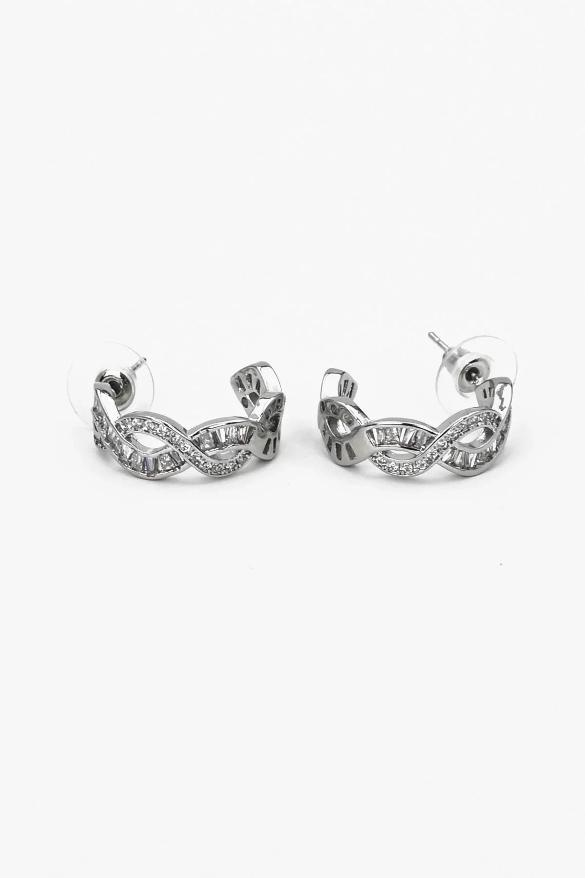 FRNCH Özel Tasarım Zirkon Taşlı Gümüş Renk Kadın Küpe FRJ50094-194-A