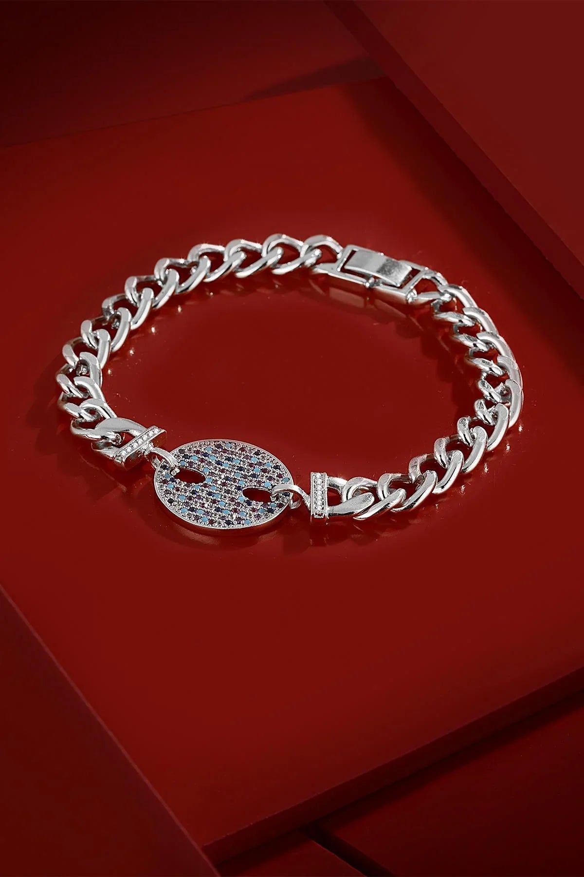 FRNCH Parlak Zirkon Taşlı Motifli Gümüş Renk Kadın Bileklik FRJ11195-1295-A