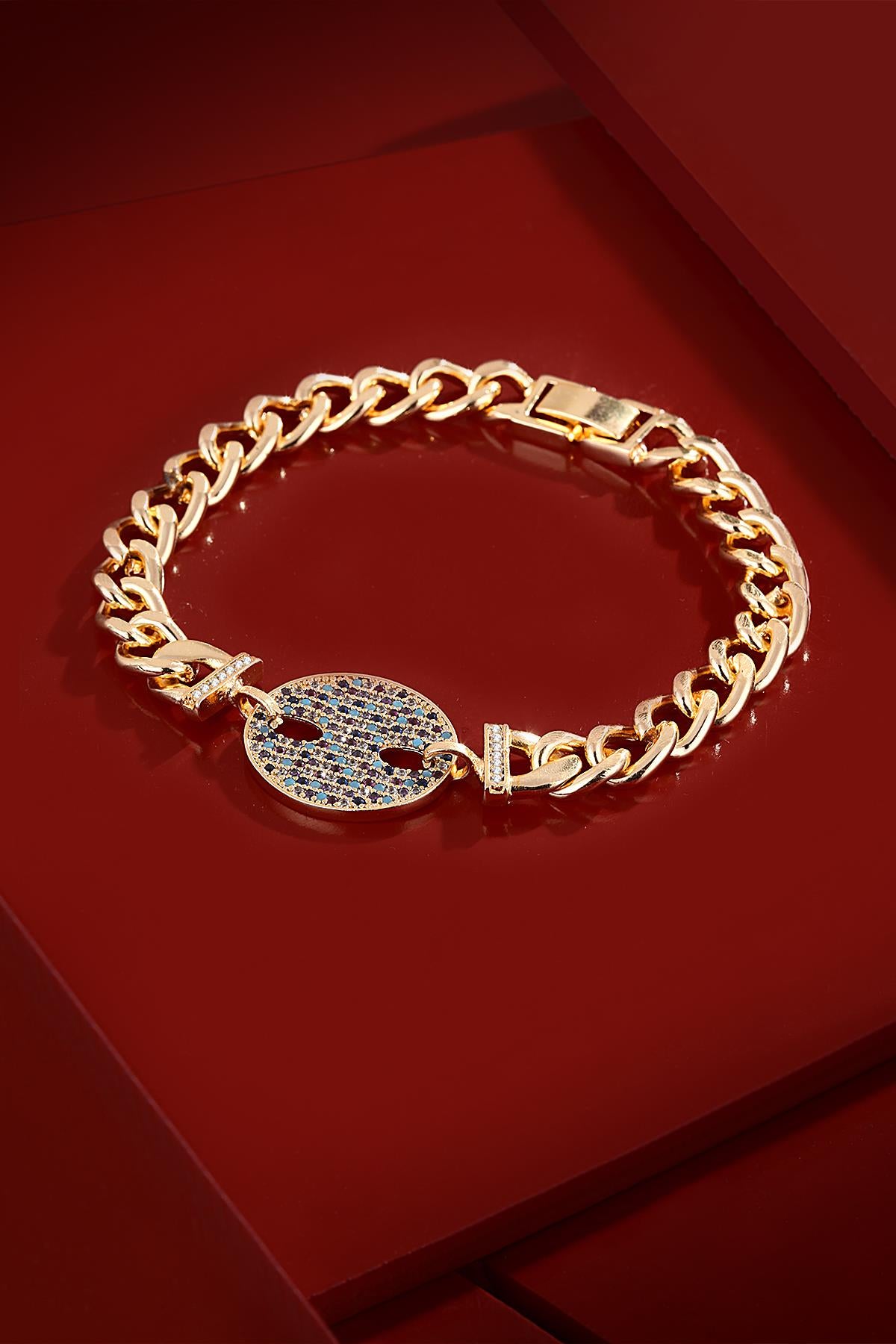 FRNCH Parlak Zirkon Taşlı Motifli Kadın Bileklik FRJ11195-1295-G