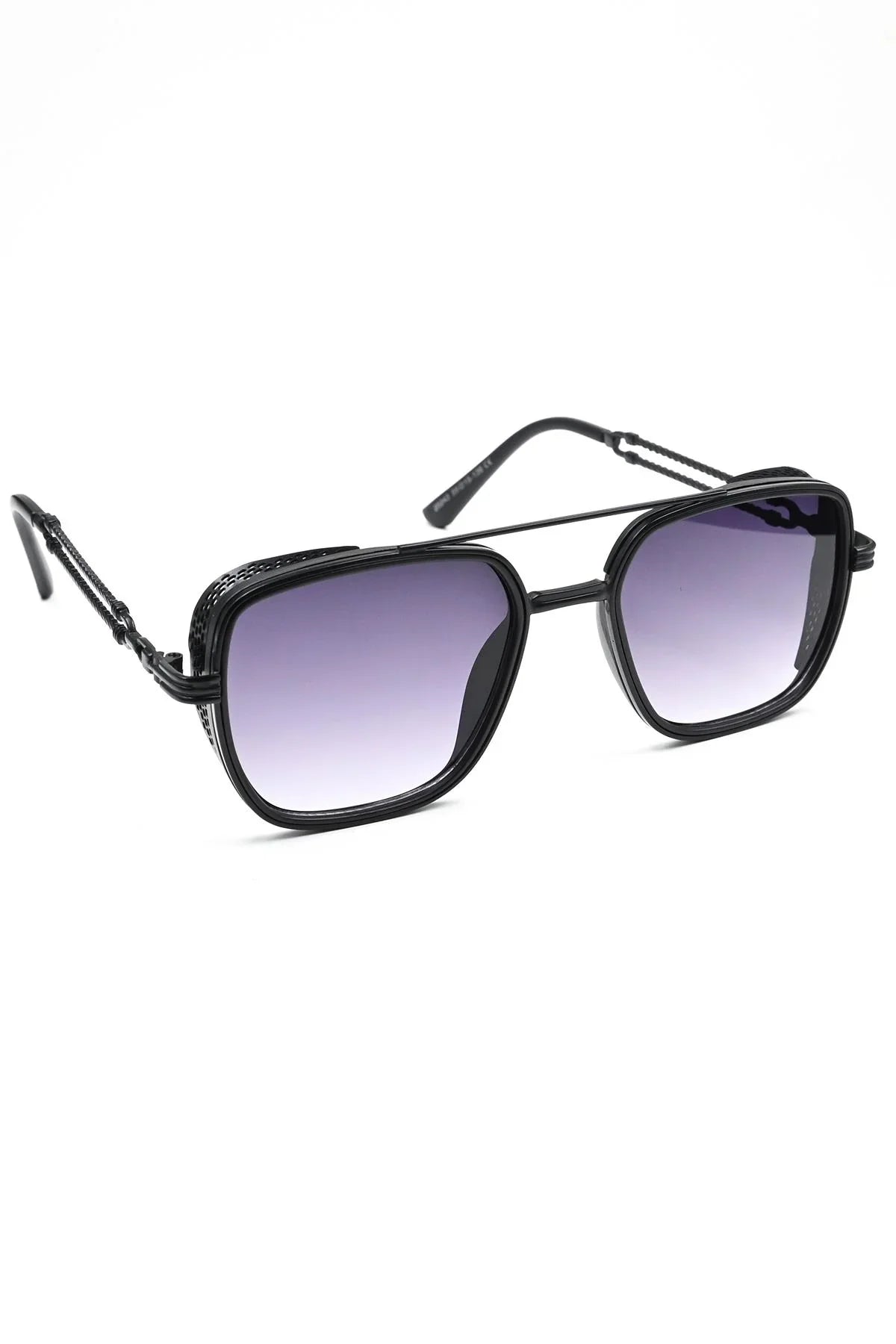 FRNCH Siyah Çerçeve Mor Cam Dikdörtgen Model Erkek Güneş Gözlüğü FRG1073-173-SM