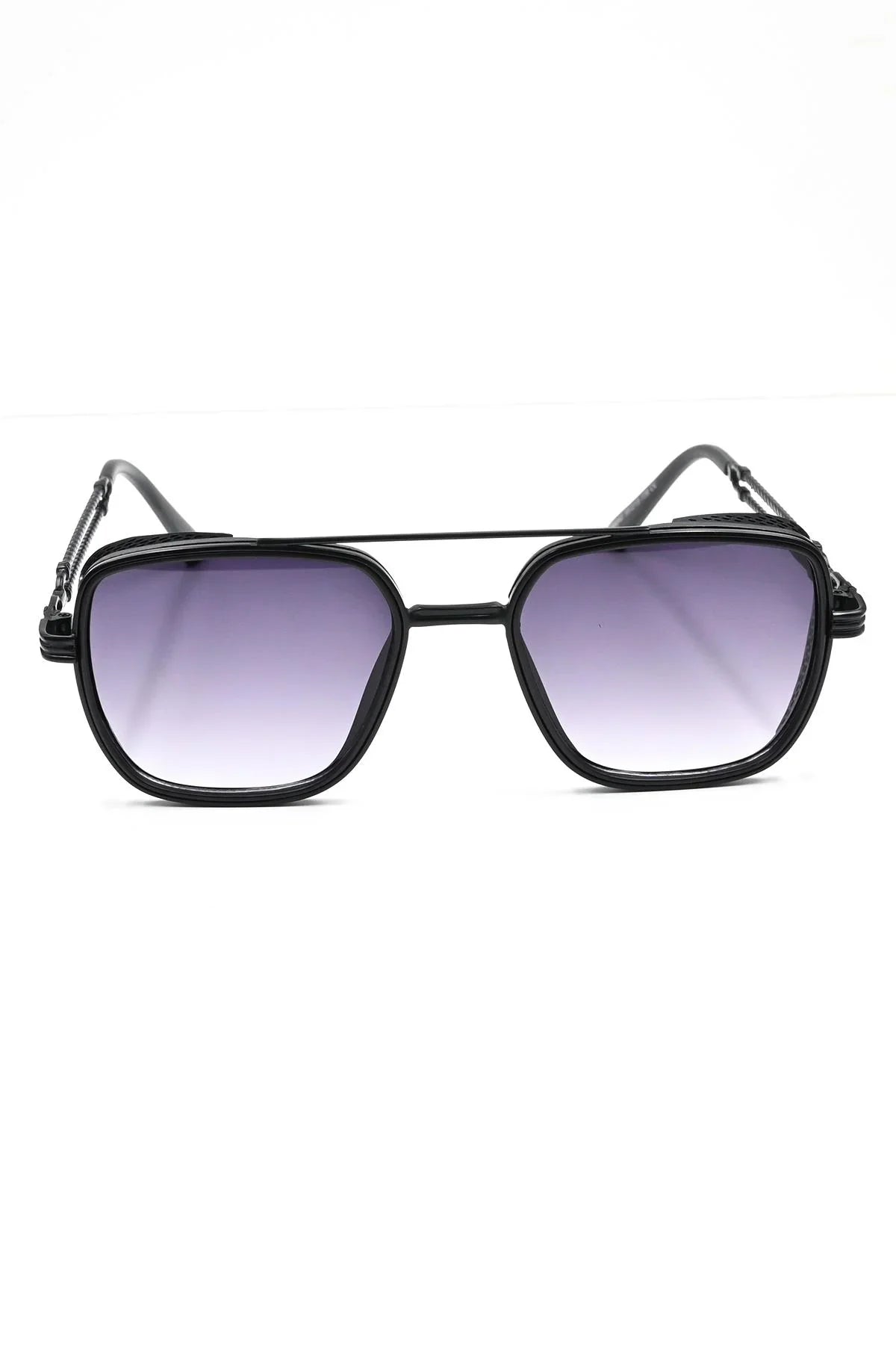 FRNCH Siyah Çerçeve Mor Cam Dikdörtgen Model Erkek Güneş Gözlüğü FRG1073-173-SM