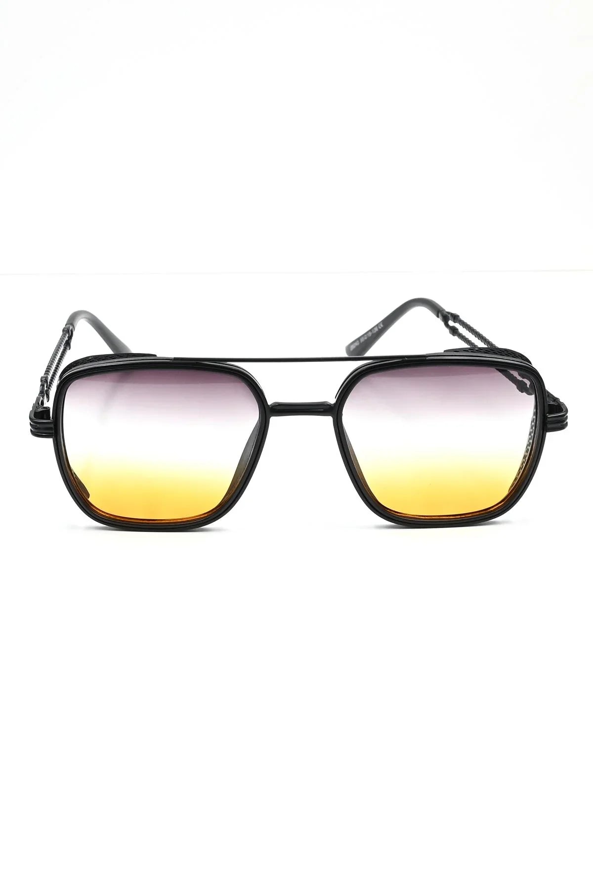 FRNCH Siyah Çerçeve Sarı Cam Dikdörtgen Model Erkek Güneş Gözlüğü FRG1073-173-SMS