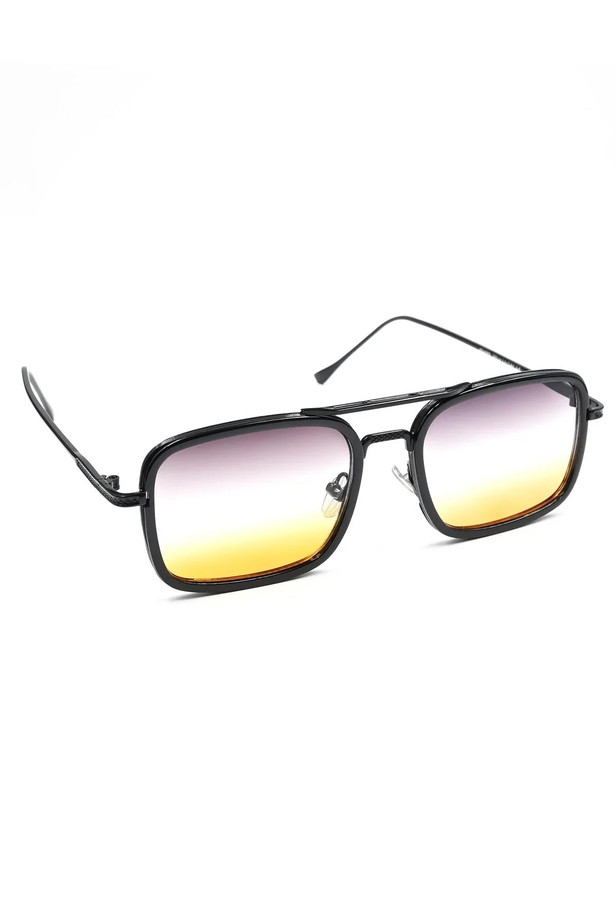 FRNCH Siyah Çerçeve Sarı Cam Dikdörtgen Model Erkek Güneş Gözlüğü FRG1074-174-SMS