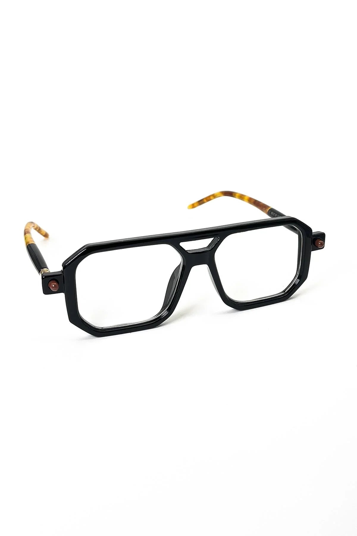 FRNCH Siyah Çerçeve Şeffaf Cam Dikdörtgen Erkek Güneş Gözlüğü FRG1011-111-KS