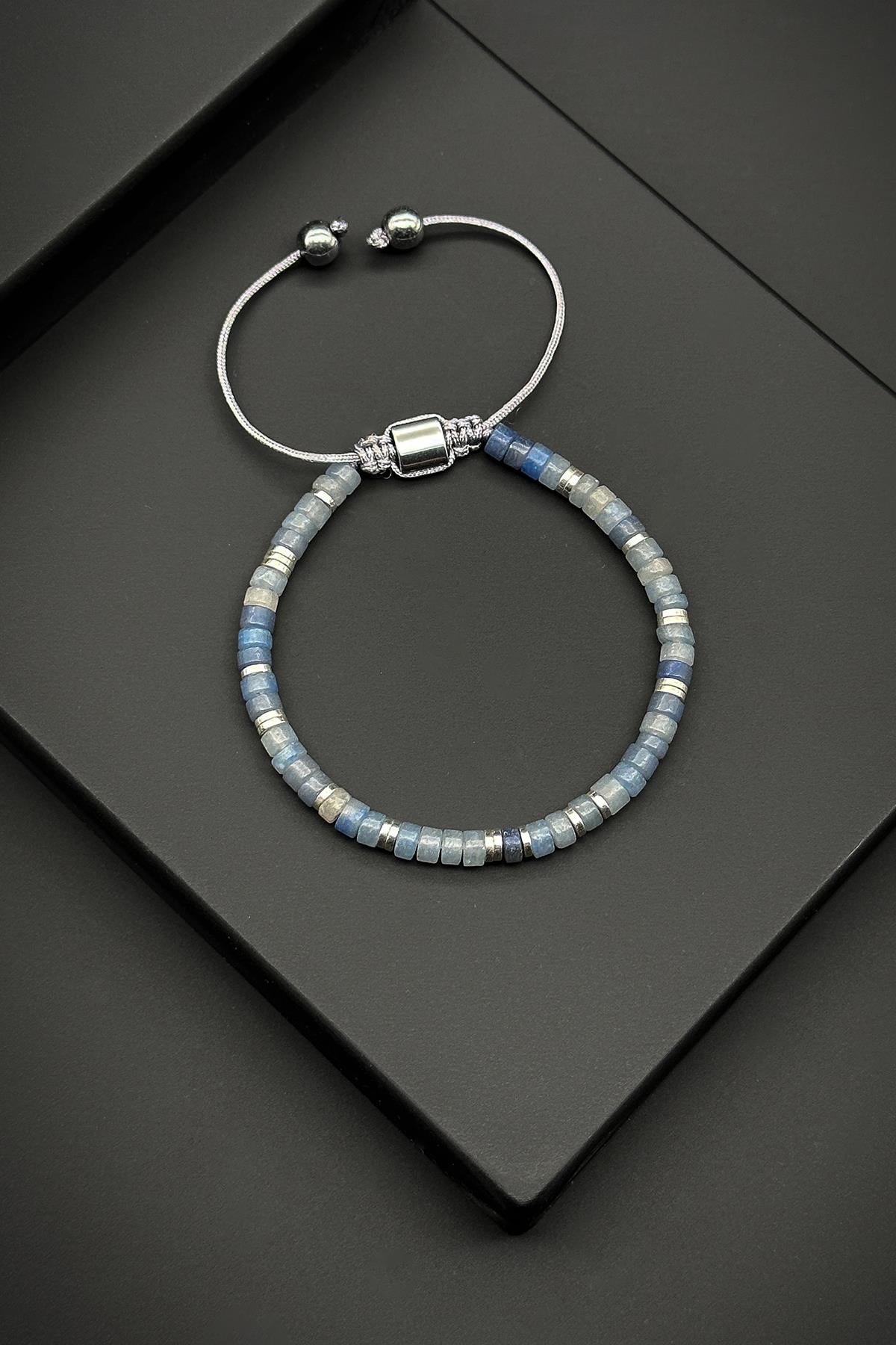 FRNCH Sodalit Doğal Taşlı Mavi Renkli Ayarlanabilir Erkek Bileklik FRJ11252-1352-M3