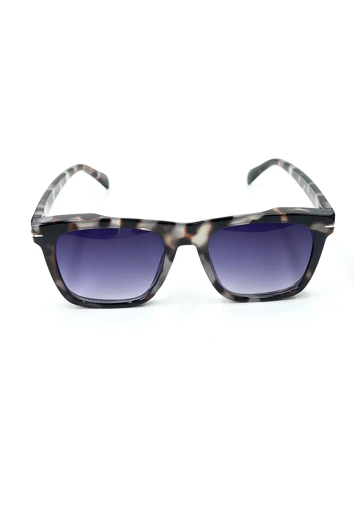 FRNCH Zebra Desen Çerçeve Siyah Cam Dikdörtgen Model Erkek Güneş Gözlüğü FRG1064-164-ZEB