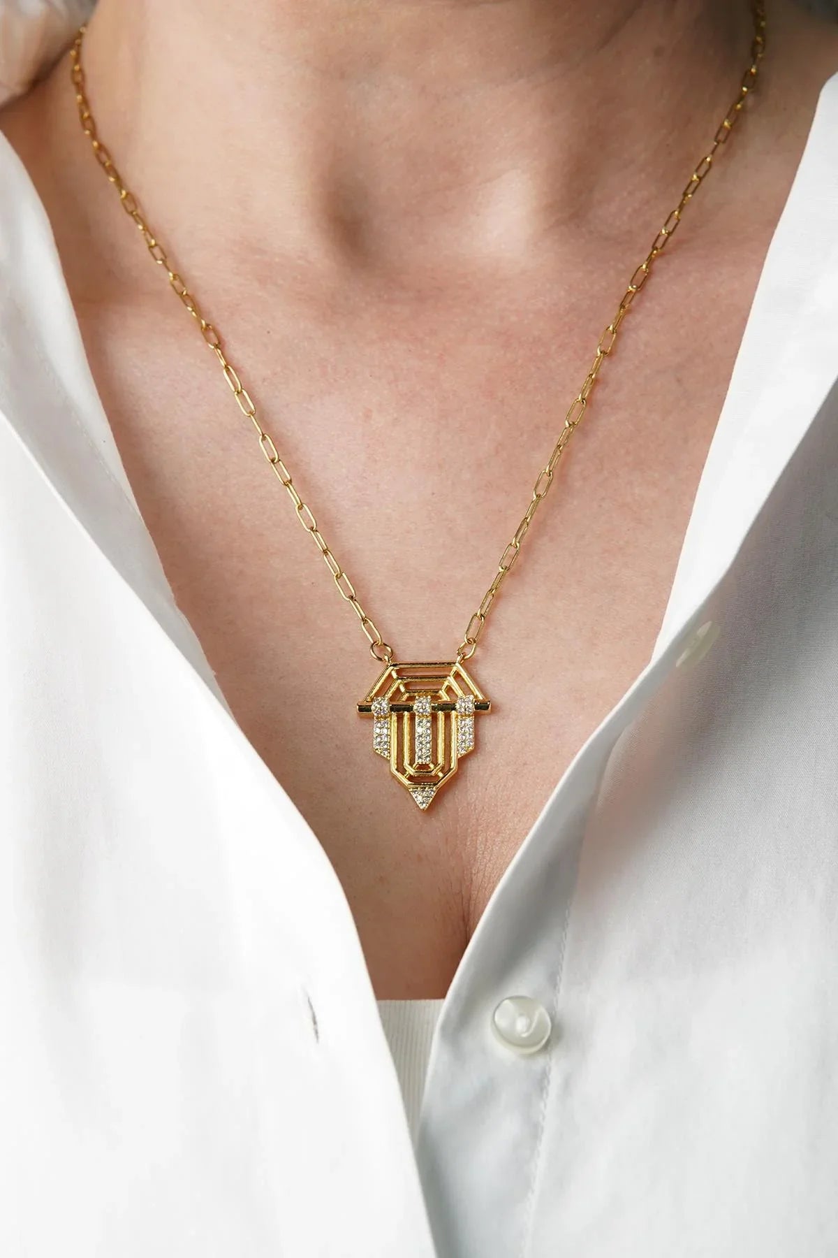 FRNCH Zirkon Taşlı Altın Renk Kadın Kolye FRJ30819-919-G