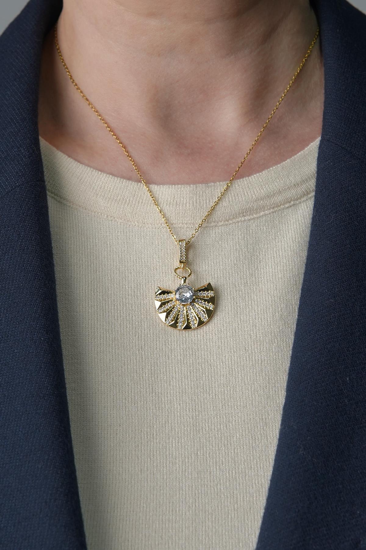 FRNCH Zirkon Taşlı Altın Renk Kadın Kolye FRJ30828-928-G