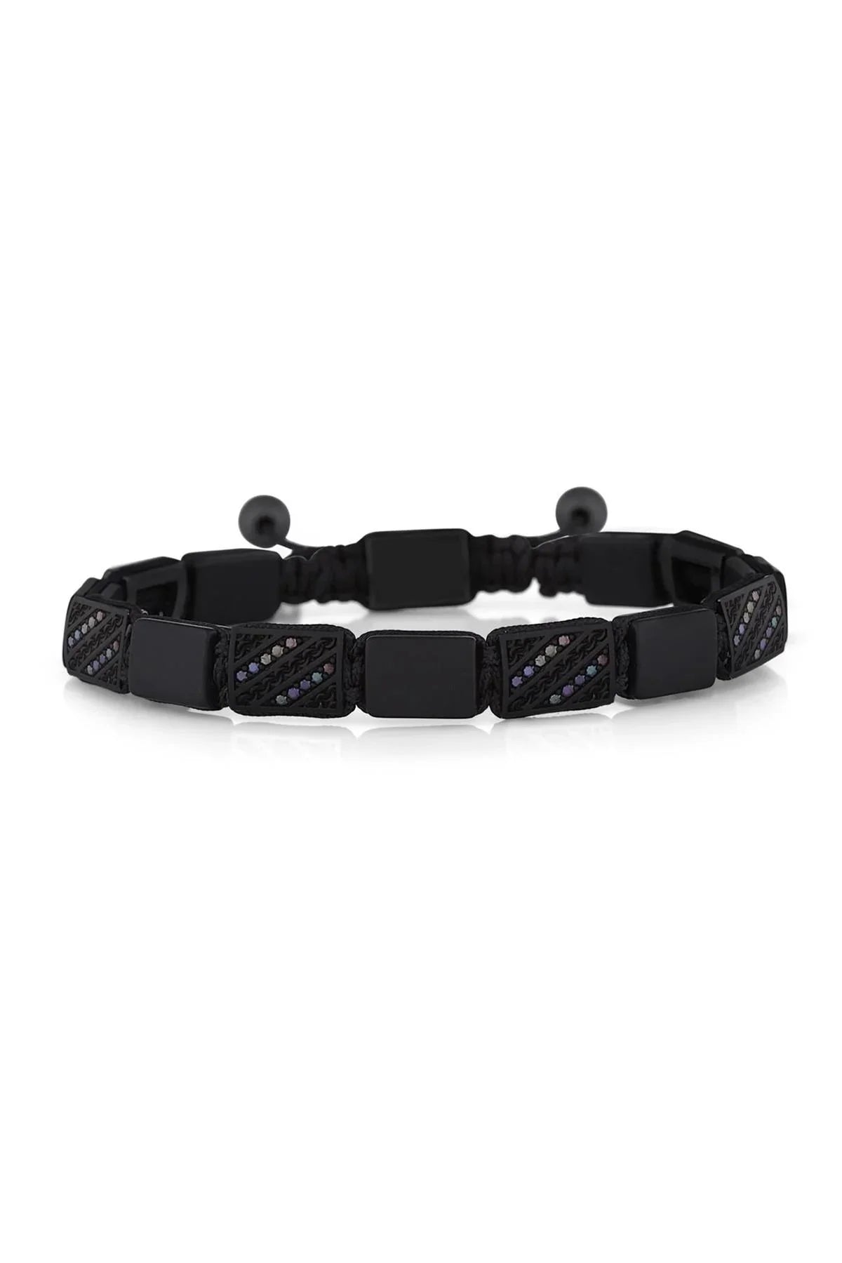 FRNCH Zirkon Taşlı Handmade Erkek Makrome Bileklik FRJ10696-796-B2