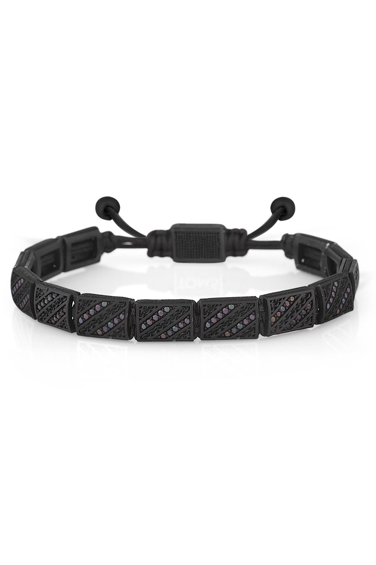 FRNCH Zirkon Taşlı Handmade Makrome Erkek Bileklik FRJ11091-1191-B