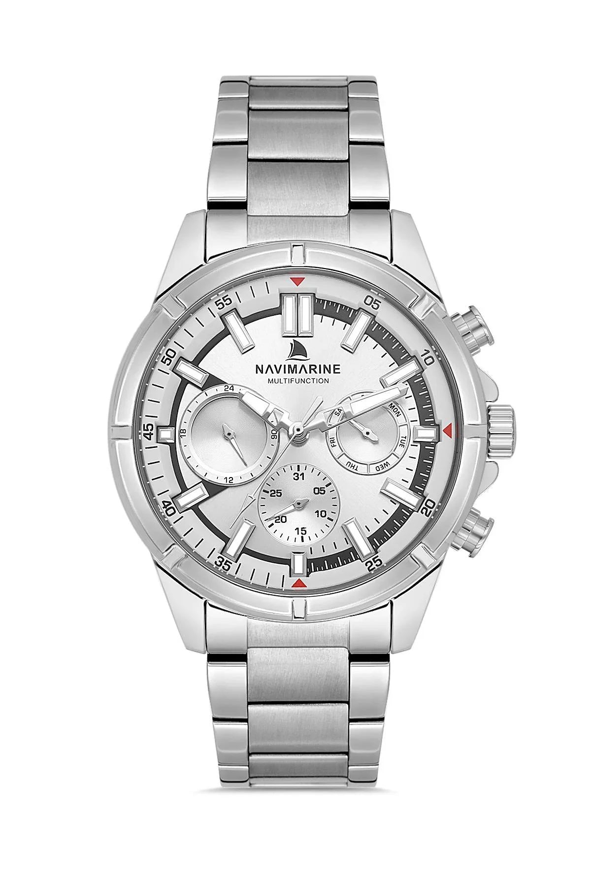 NAVIMARINE Gümüş Çelik Kordon Gümüş Kadran Erkek Kol Saati NV10013-A