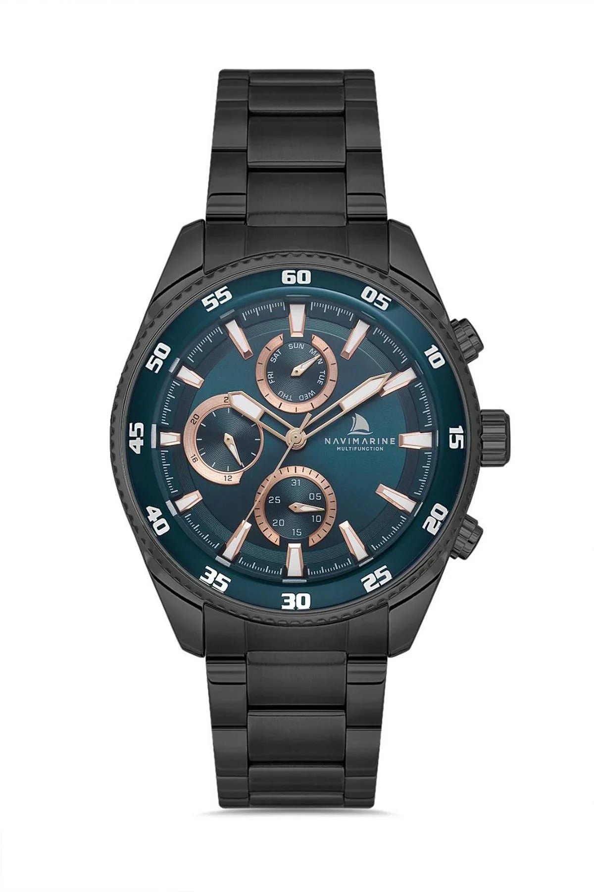 NAVIMARINE Siyah Çelik Kordon Yeşil Kadran Erkek Kol Saati NV10012-BY