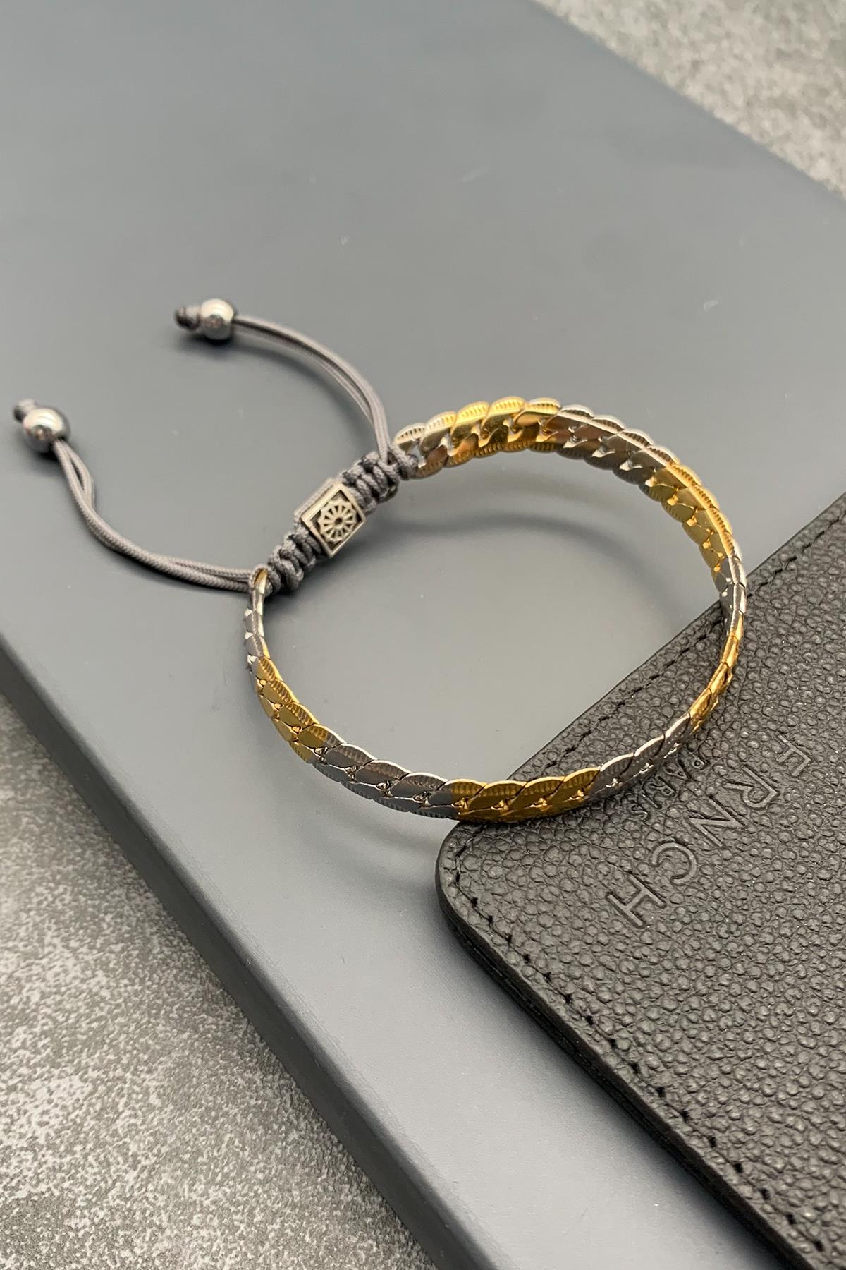 FRNCH 316L Çelik İtalyan Model Altın Renkli Ayarlanabilir Erkek Bileklik FRJ11582-1682-GA