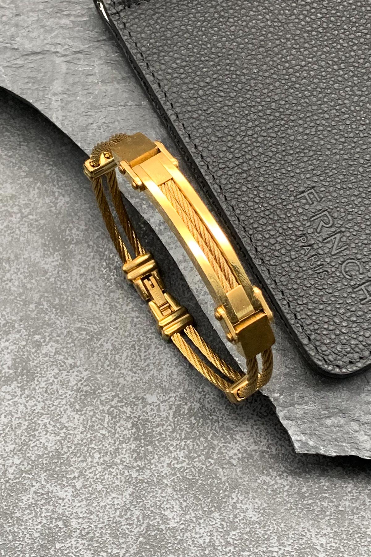 FRNCH 316L Çelik İtalyan Model Altın Renkli Erkek Bileklik FRJ11643-1743-G